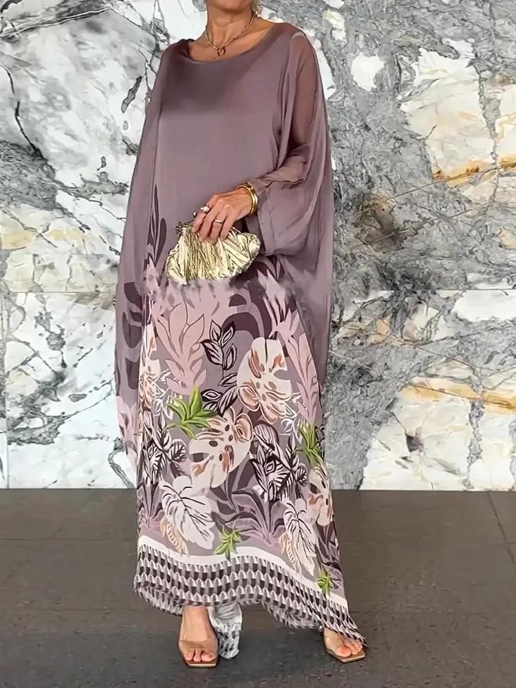 Платье-макси составного кроя с рукавом до запястья женское модное элегантное