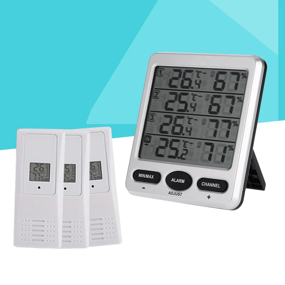 

Wireless Hygrometer with 3 Sensors Indoor Outdoor Temperature Humidity Measurement for Home Office Warehouse Green