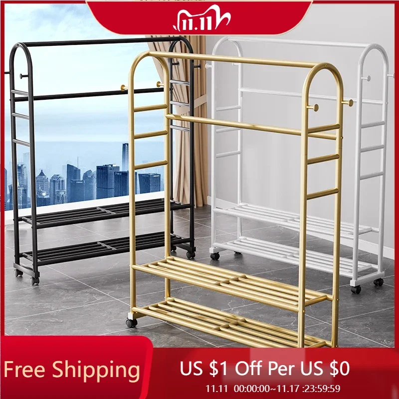 

Standing Storage Coat Stand Bedroom Living Room Hanger Luxury Space Saving Clothes Rack Organizer Perchero Library Furniture