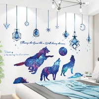 chandeliers lights wall stickers diy wolf animals mural decals for living room kids bedroom children nursery home decoration