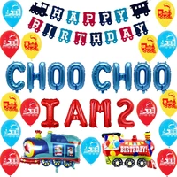 train themed birthday party decorations choo choo i am 2 balloons banner train foil balloons boys 2nd birthday party decorations