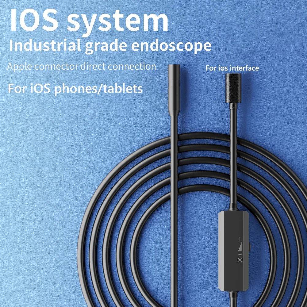 

Industrial Endoscope Direct Connect Phone HD960P Wired Camera 8LED IP68 Waterproof 8mm Lens for iPhone 14 13 12/iPad IOS