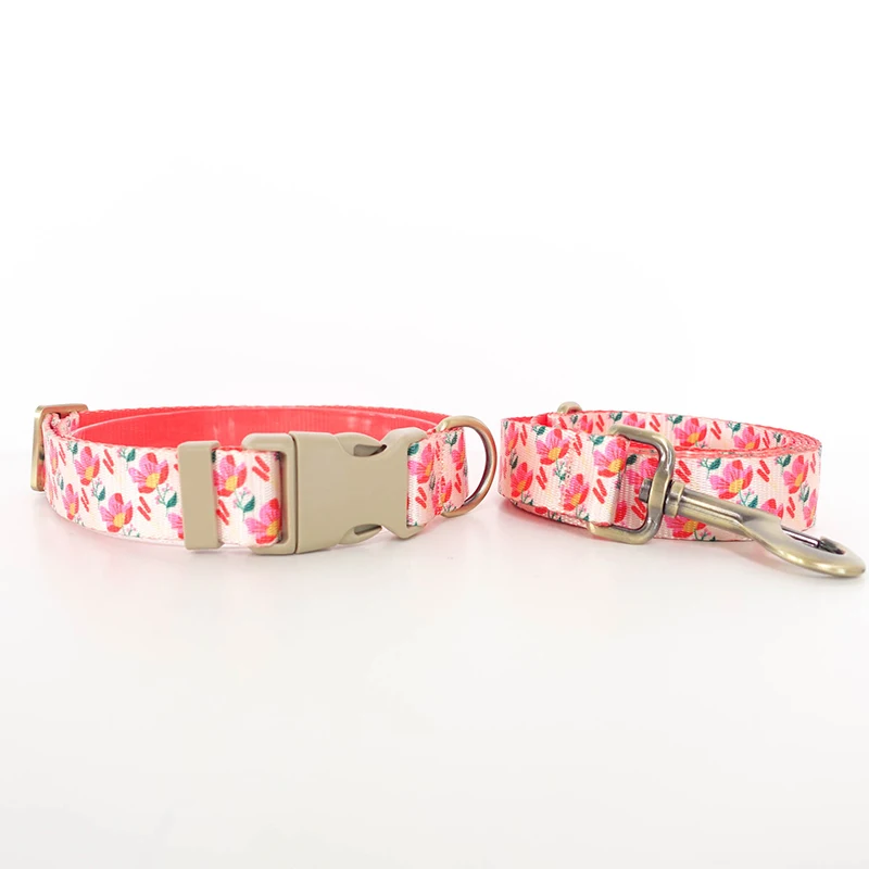 

PLATTCO Dog Harness Leash Adjustable Soft Dog Harness for Small Medium Pet Leash Pink Rose PDC346