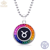 wuiha hip hop rock 925 sterling silver rainbow created moissanite gemstone taurus pendant necklaces for women gift drop shipping