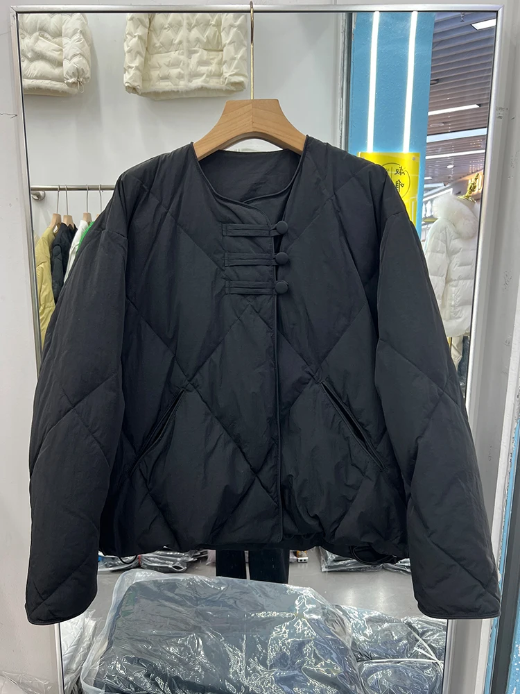 Осень и зима Новый пуховик с круглым вырезом для женщин китайский Sle Пряжка