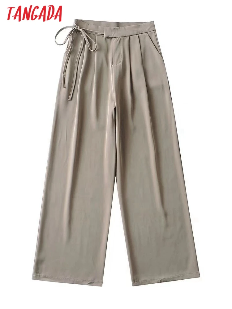 

Tangada 2022 Female Wide Leg Suit Pants Trousers for Women Pockets Office Lady Elegant Pants TM34
