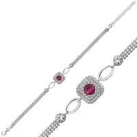 tevuli 925 sterling silver square mont%c3%bcr pink cubic zirconia bracelet