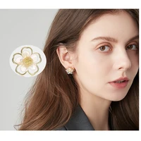 s925 silver needle korean temperament simple small resin opal flower shaped earrings retro gentle petal flower stud earrings