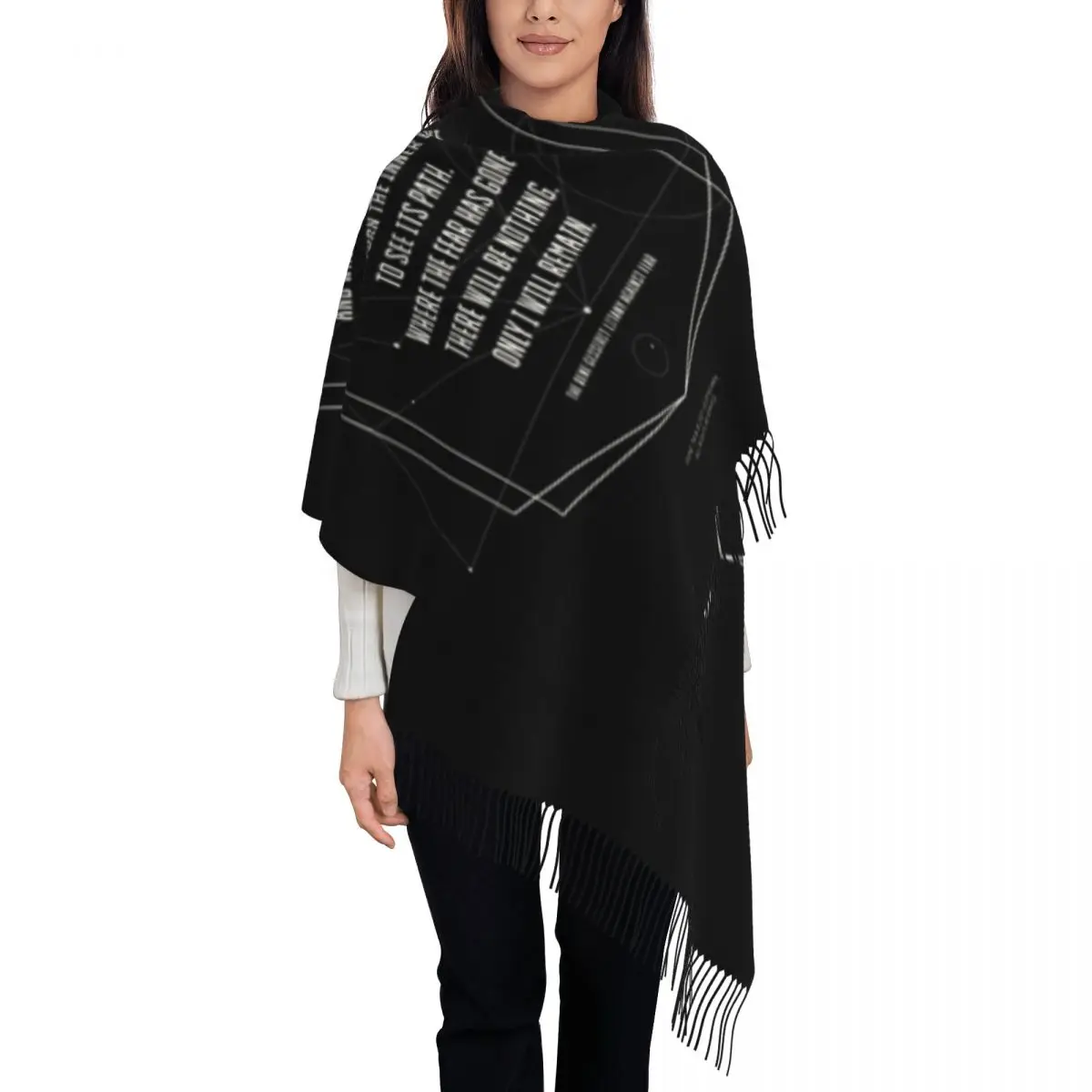 Bene Gesserit Litany 72x197см Шаль Шарф с кисточками
