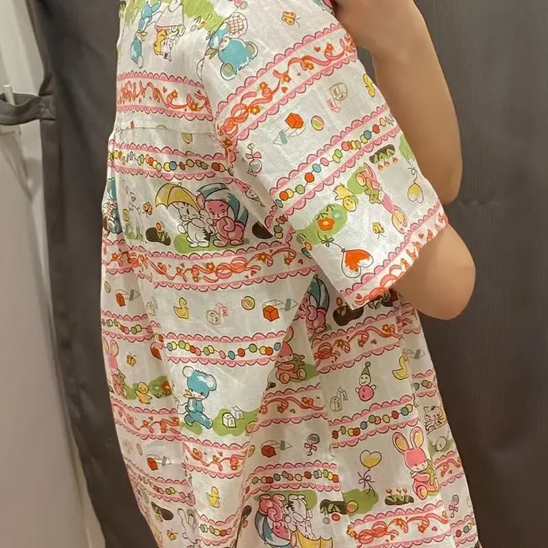 Блузка с кукольным воротником и мультяшным кроликом женская рубашка коротким