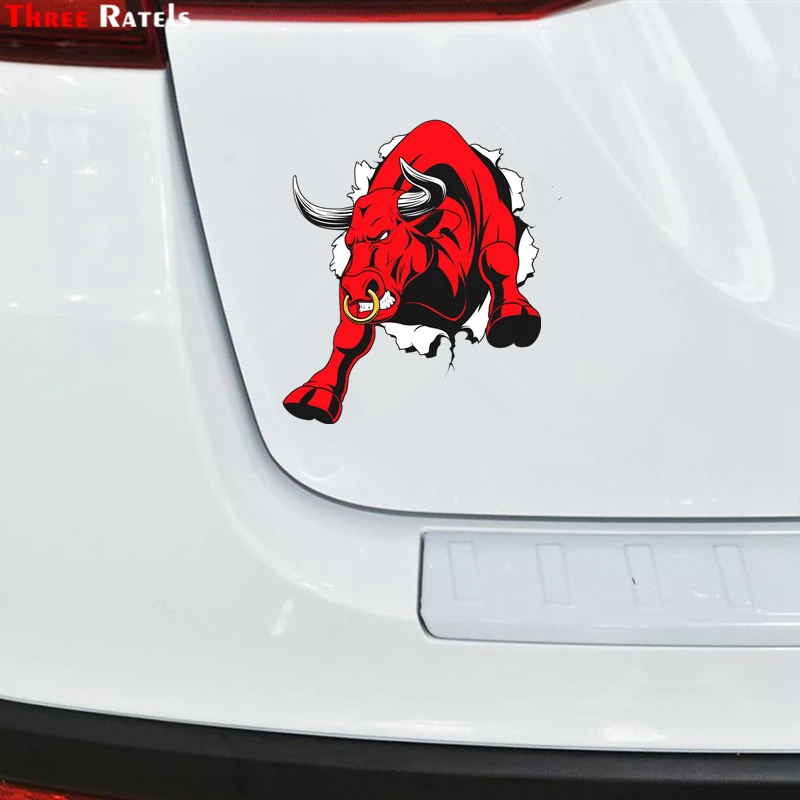 Three Ratels TZ-1295 17.7*15см 1-2 шт ПОДЪЕМНЫЙ КРАСНЫЙ БЫК стикеры наклейки на авто машину JDM