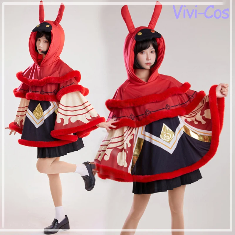 

Vivi-Cos Game Genshin Impact маленький красный Монстр Hilichurl милый плащ ветрозащитная и теплая накидка косплей костюмы Хэллоуин новинка