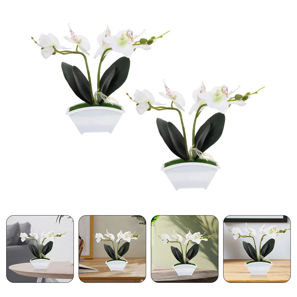 

2 Pcs Simulation Phalaenopsis Lifelike Potted Flower Artificial Plants Small Fake Bonsai Bathroom Decorations