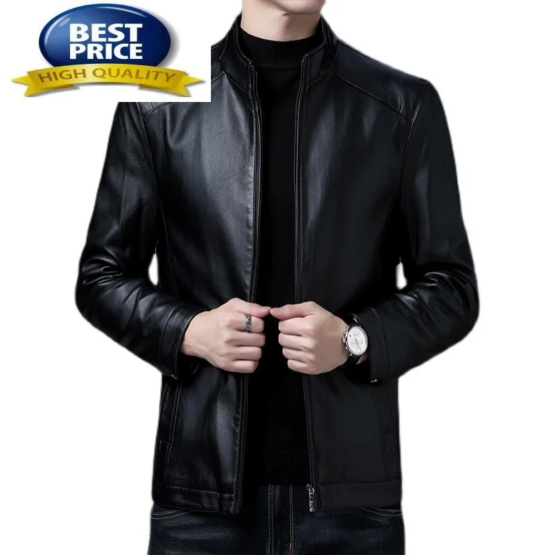 

Кожаная мужская куртка из 100% натуральной овечьей кожи, короткие куртки для мужчин, черная мотоциклетная мужская кожаная куртка, тонкие куртки