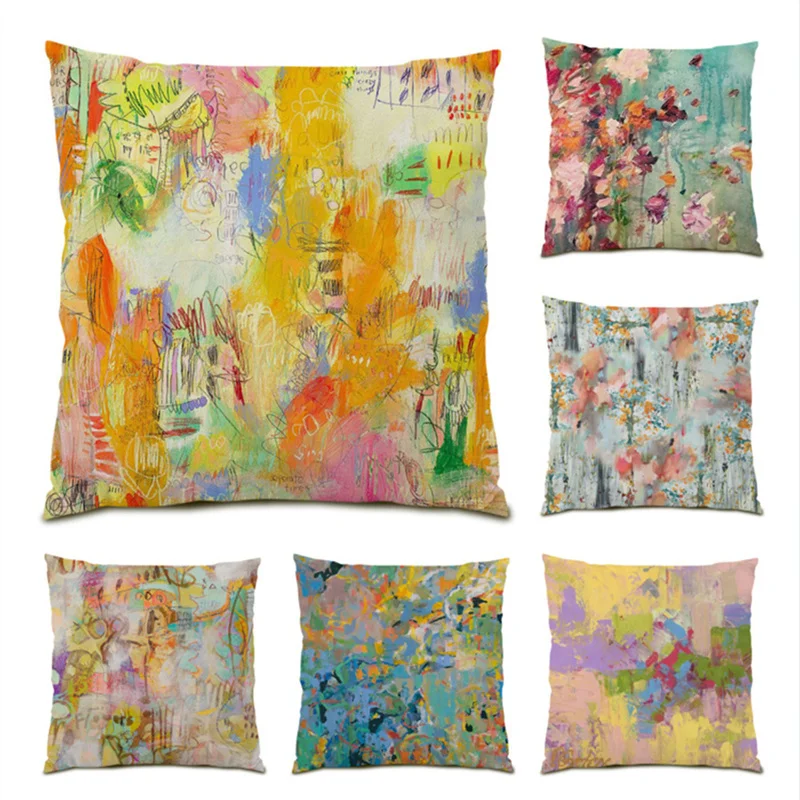 

Painting Ornamental Pillowcases Living Room Comfortable 45x45 Cushions Covers Artistic Decoration Home Decor High Quality E0543