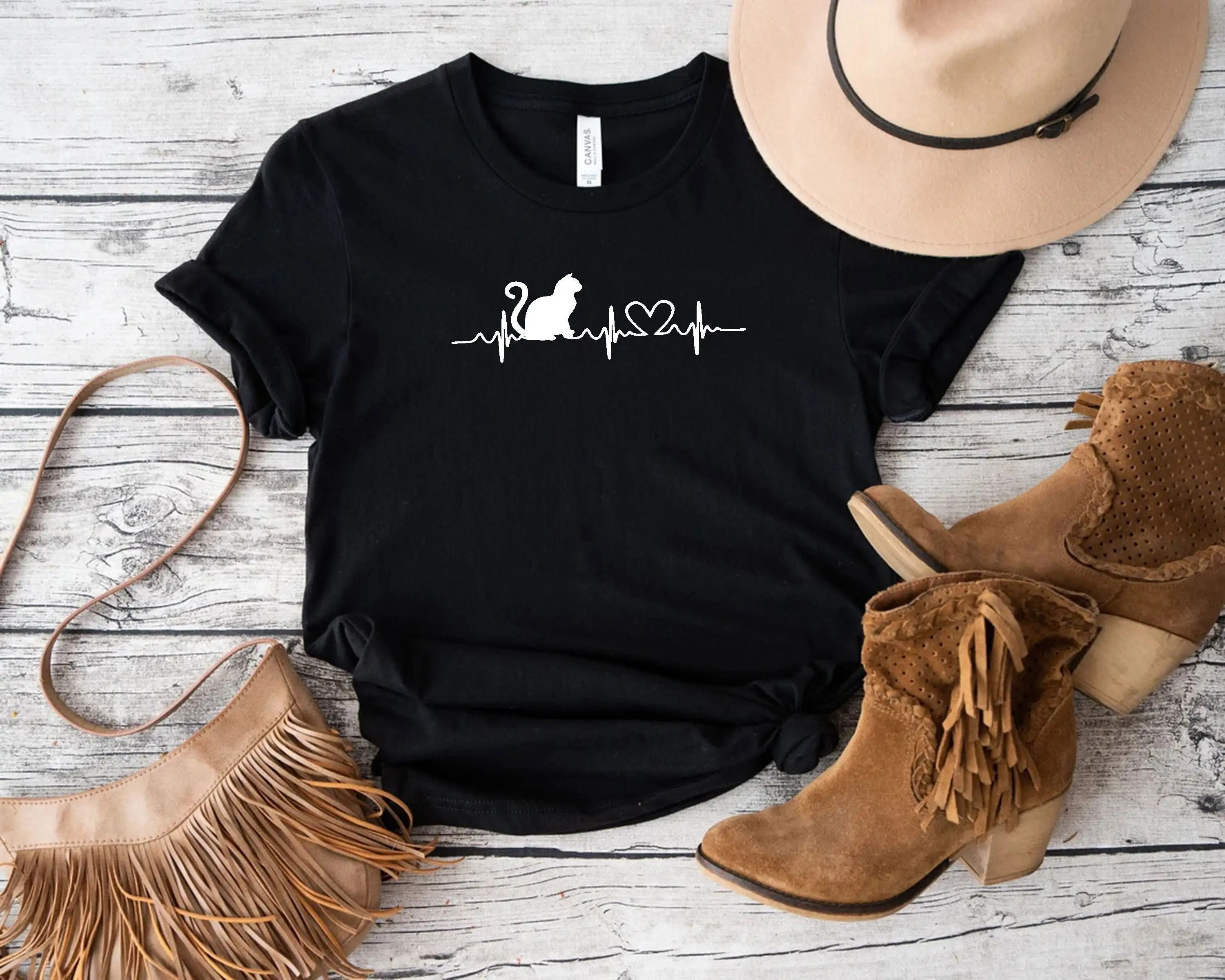 Футболка Cat Heartbeat Lover Bday Owner Mom Animal For Lovers Veterinarian