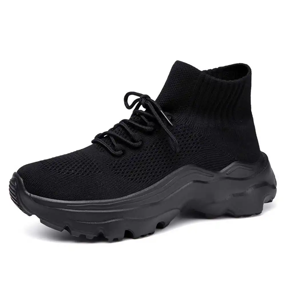 Knitted Number 38 Women High Sneakers Husband Boots Female Fashionable Sports Shoes Releases Particular Of Famous Brands images - 2