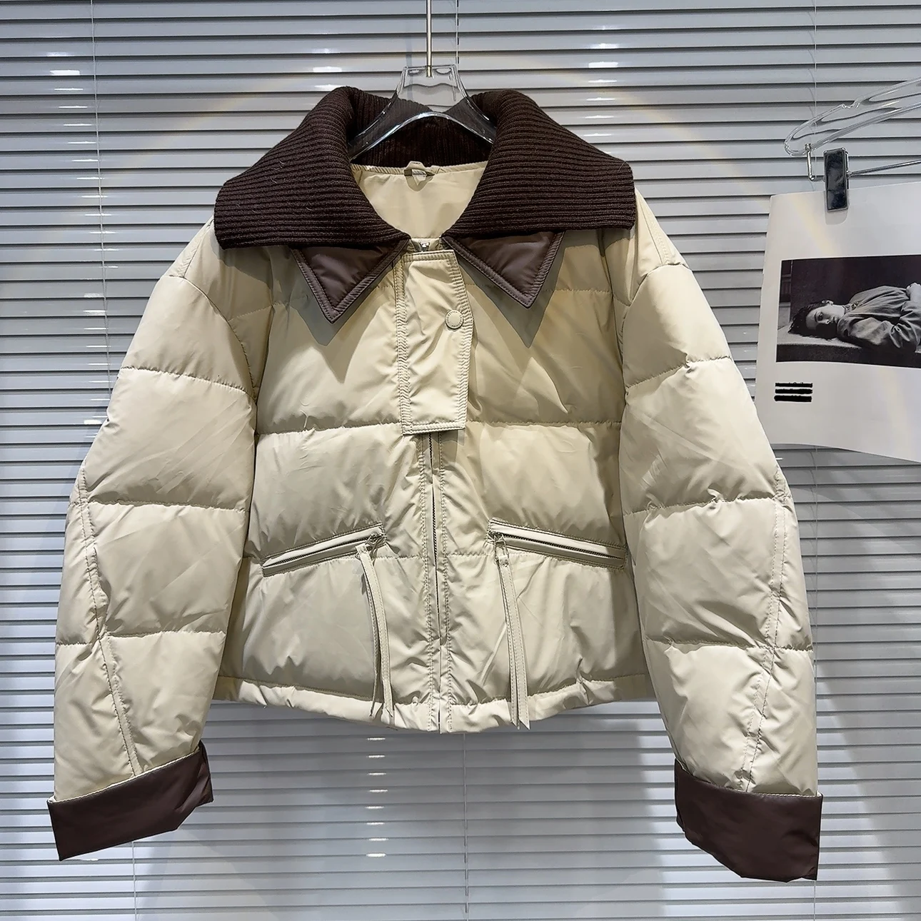 DEAT женские пальто свободные толстые панели с лацканами на молнии повседневные