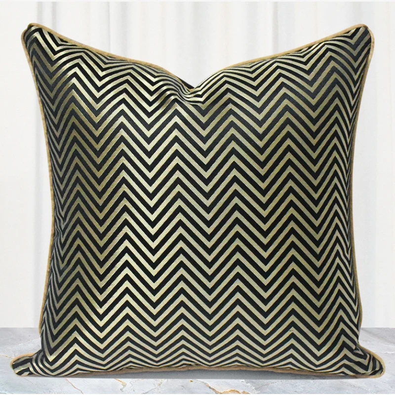 

Наволочка DUNXDECO золотистая, черная, волнистая, жаккардовая, декоративная квадратная подушка, наволочка, современный роскошный дизайн, геоме...