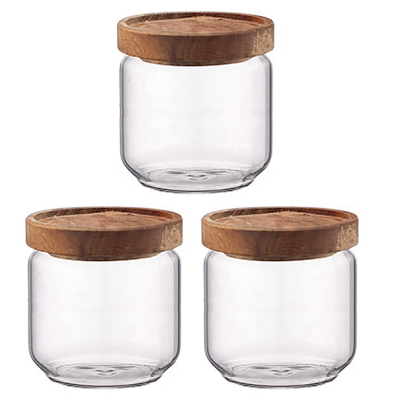 

3x400 мл, деревянная крышка, стандартные кухонные бутылки для хранения, банки, пищевой контейнер