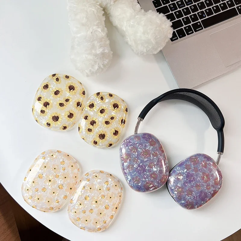 Защитный чехол с цветами подсолнуха для наушников Apple Airpods Max