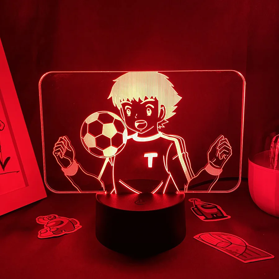 

3D Led Anime Captain Tsubasa Figure Neon Night Light Otaku Xmas Gift For Friends Lava Lamp Bedroom Decor Football Fans Kids Gift