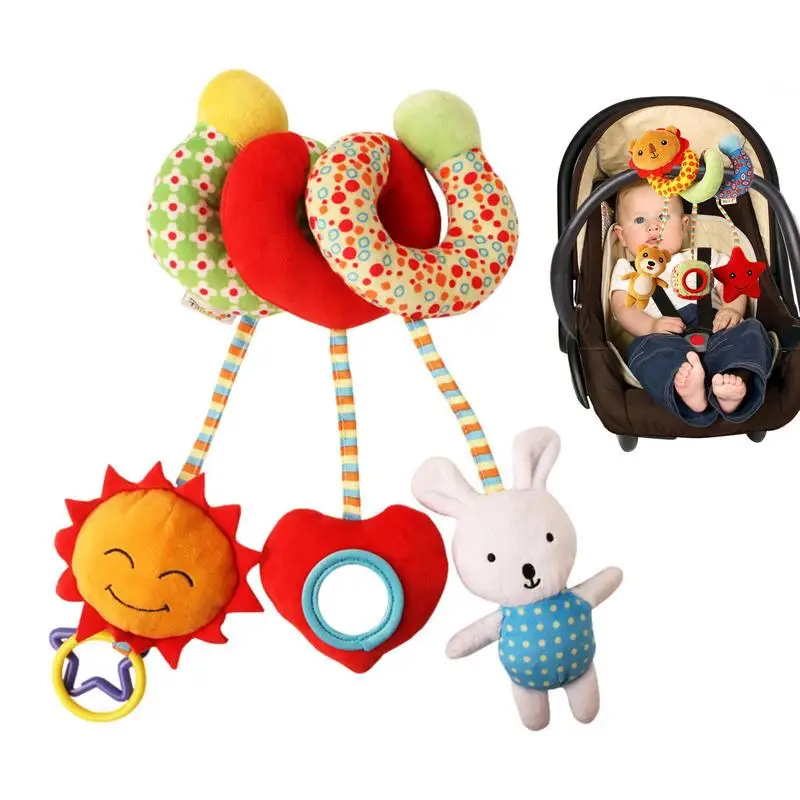

Spiral Plush Toys Baby Spiral Rattle Toy With BB Squeaker And Magic Mirror Cartoon Bunny Lion Infants Ornaments For
