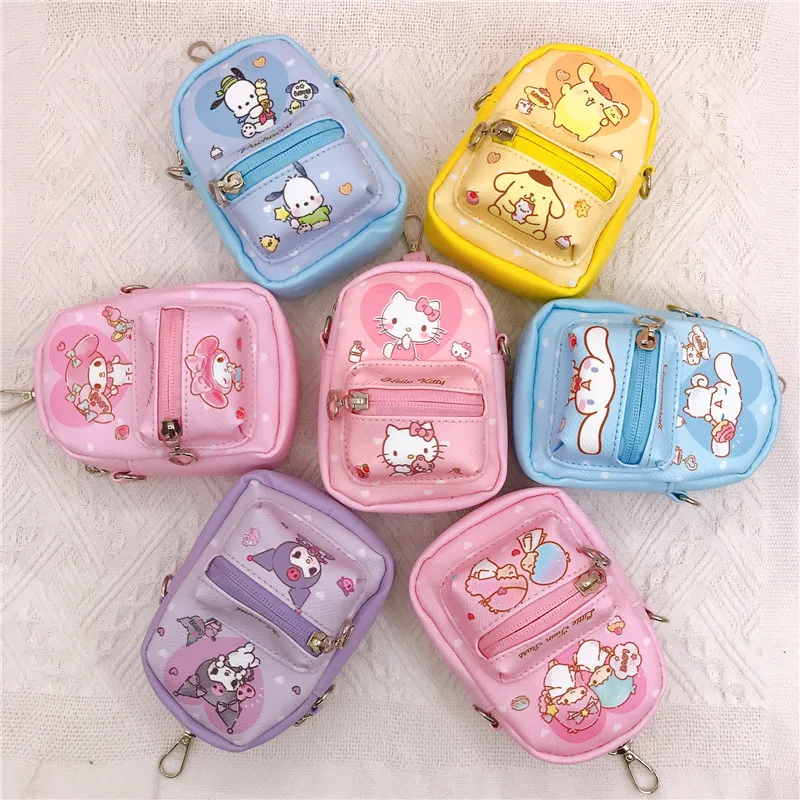 Sanrio Hello Kitty Cinnamoroll My Melody Pochacco Pom Pom Purin Little Twin Star Kuromi Cartoon Mini Backpack Pendant Key Chain