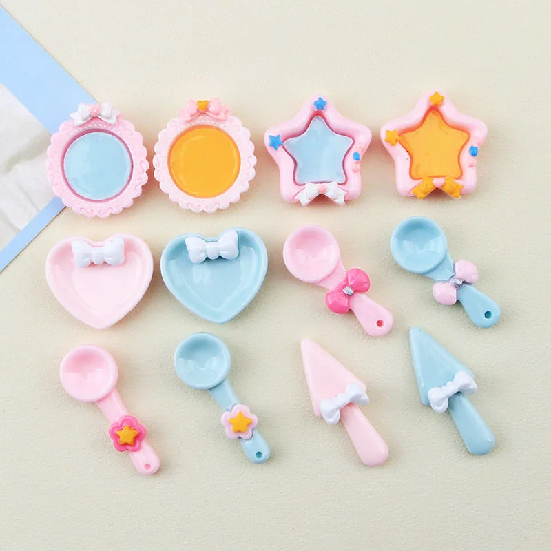 

10 шт. миниатюрные милые сердца, круглые тарелки, звезда, луки, ложка, украшение для скрапбукинга, «сделай сам», аксессуары для кукольного дом...