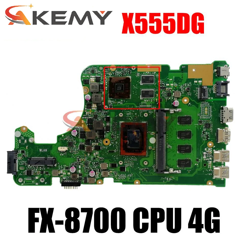 

Akemy For Asus X555YI X555D A555D X555Y X555DG notebook mainboard with FX-8700 CPU 4GB RAM X555DG laptop motherboard tested OK