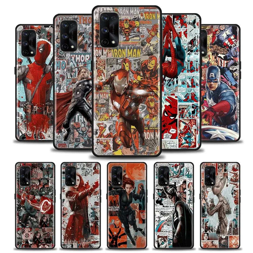 

Marvel Avengers Spider Man Comic Cartoon Phone Case For Oppo Realme XT GT GT2 5 6 7 7i 8 8i 9i 9 C17 Pro SE Master Neo2 3 Cover