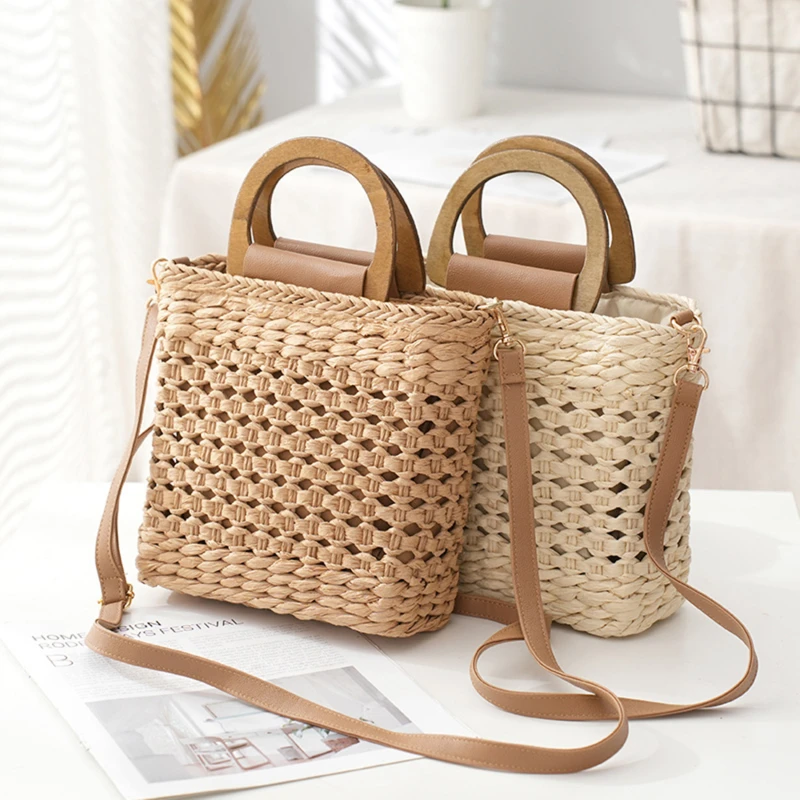 

Fashion Tassel Straw Handbag Summer New Hand-Woven Rattan Bag Woven Purse Wicker Beach Bag Bohemia Shoulder Bags