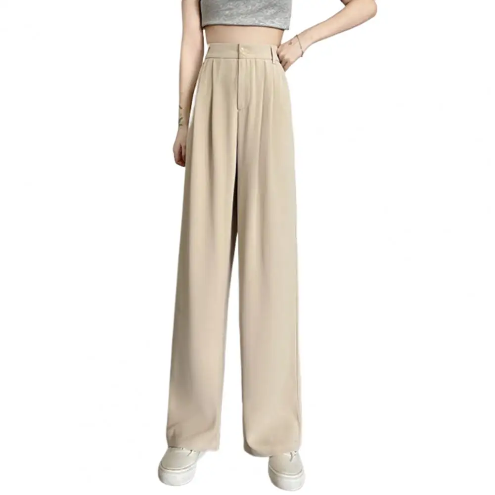 

Костюмные брюки, черные широкие брюки, женские драпированные брюки с высокой талией, новинка 2023, женские небольшие прямые повседневные брюки