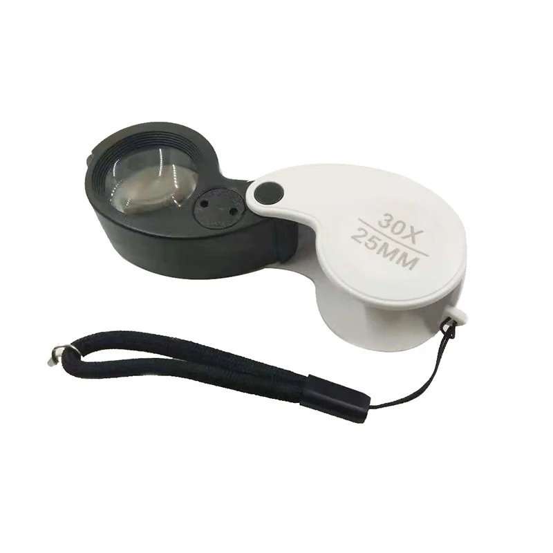 

50 шт. 92530 новый складной портативный 30x высокомощный ювелирный нефритовый штамп со светодиодной подсветкой увеличительное стекло