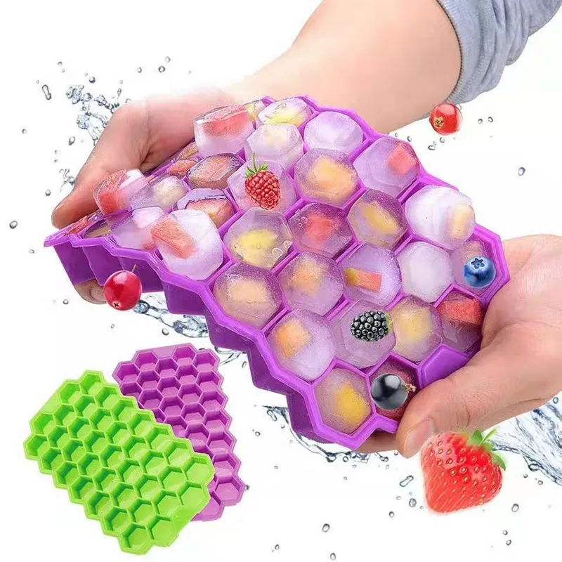 

Reusable Silicone Honeycomb Shape Ice Cube Trays Ice Cube Maker Mold with Lids for DIY Making Small Ice Cubes Kitchen Bar Gadget