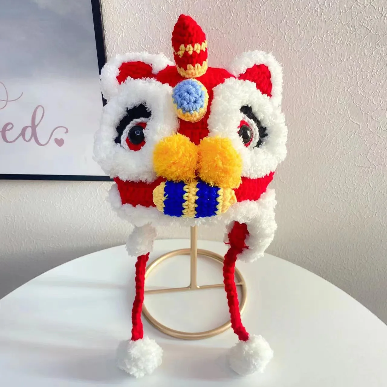 

Шапка для детей и родителей с Львом вязаные вручную шапочки с Львом зимняя теплая шерстяная шапка в китайском стиле шапка для пробуждения с Львом