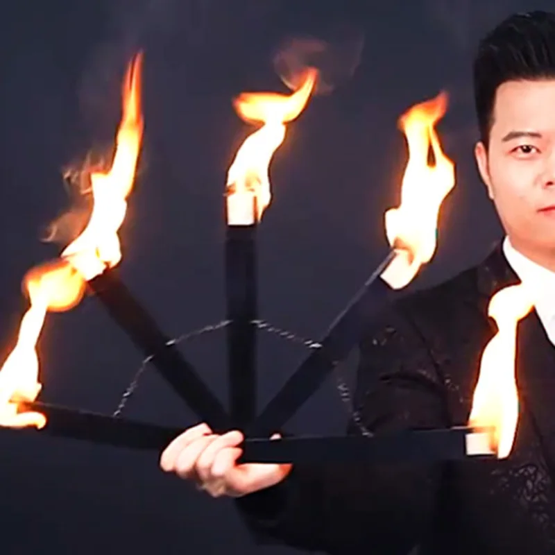 

Fire Fan Magic Tricks Fire Torch To Flaming Fan Illusions Fire Magic Gimmicks Professional Magician Stage Party Show Props