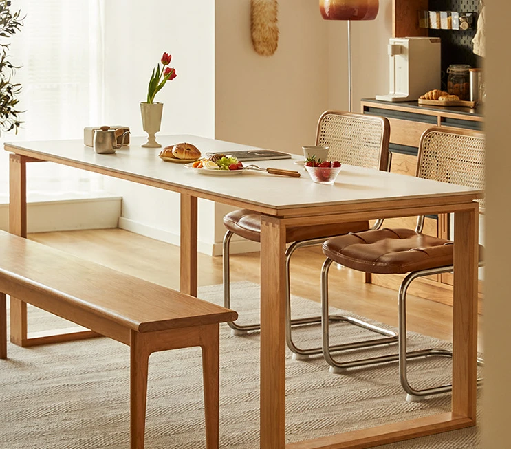 

Утолщенный домашний длинный стол из массива дерева в скандинавском стиле маленький стол из вишневого дерева большой стол