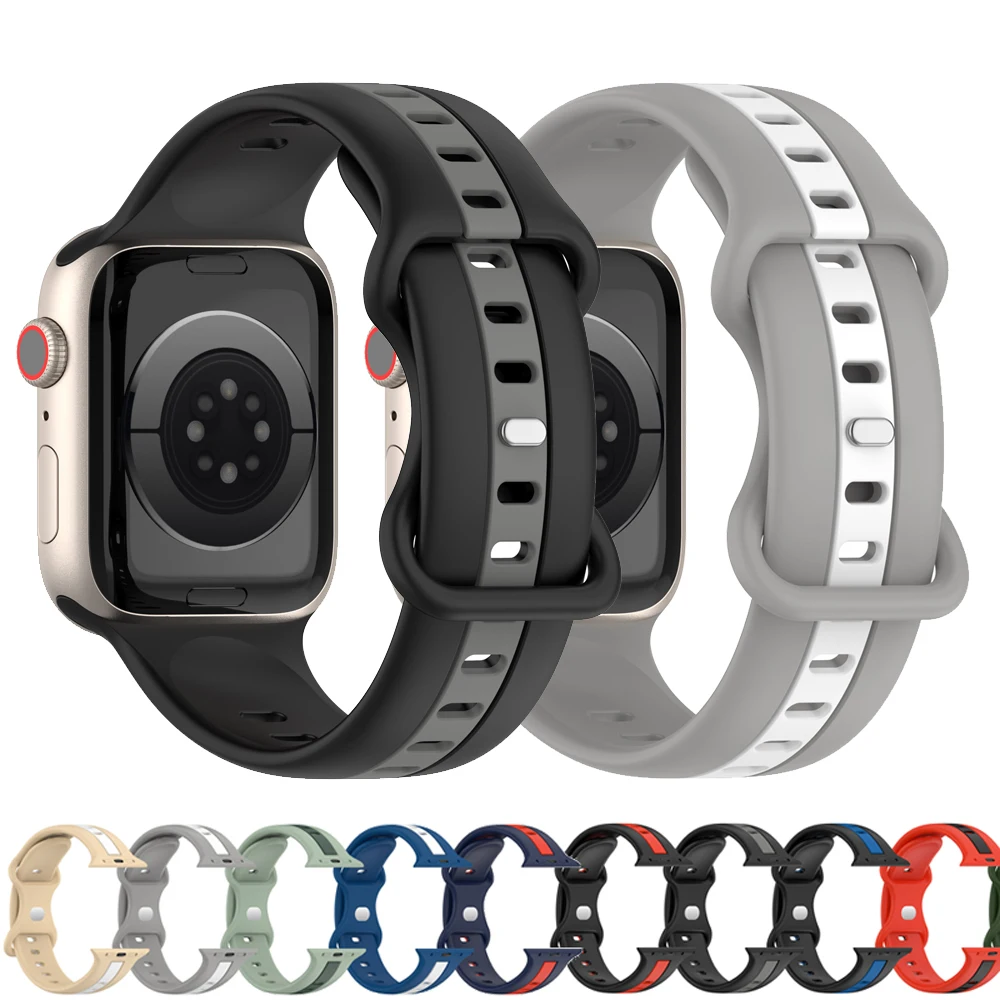 

Silicone Strap For Apple Watch Band 8 7 45mm 44mm 42mm Sport Belt for IWatch Ultra 49mm Bracelet 41mm 40mm 6 5 4 SE Accessories