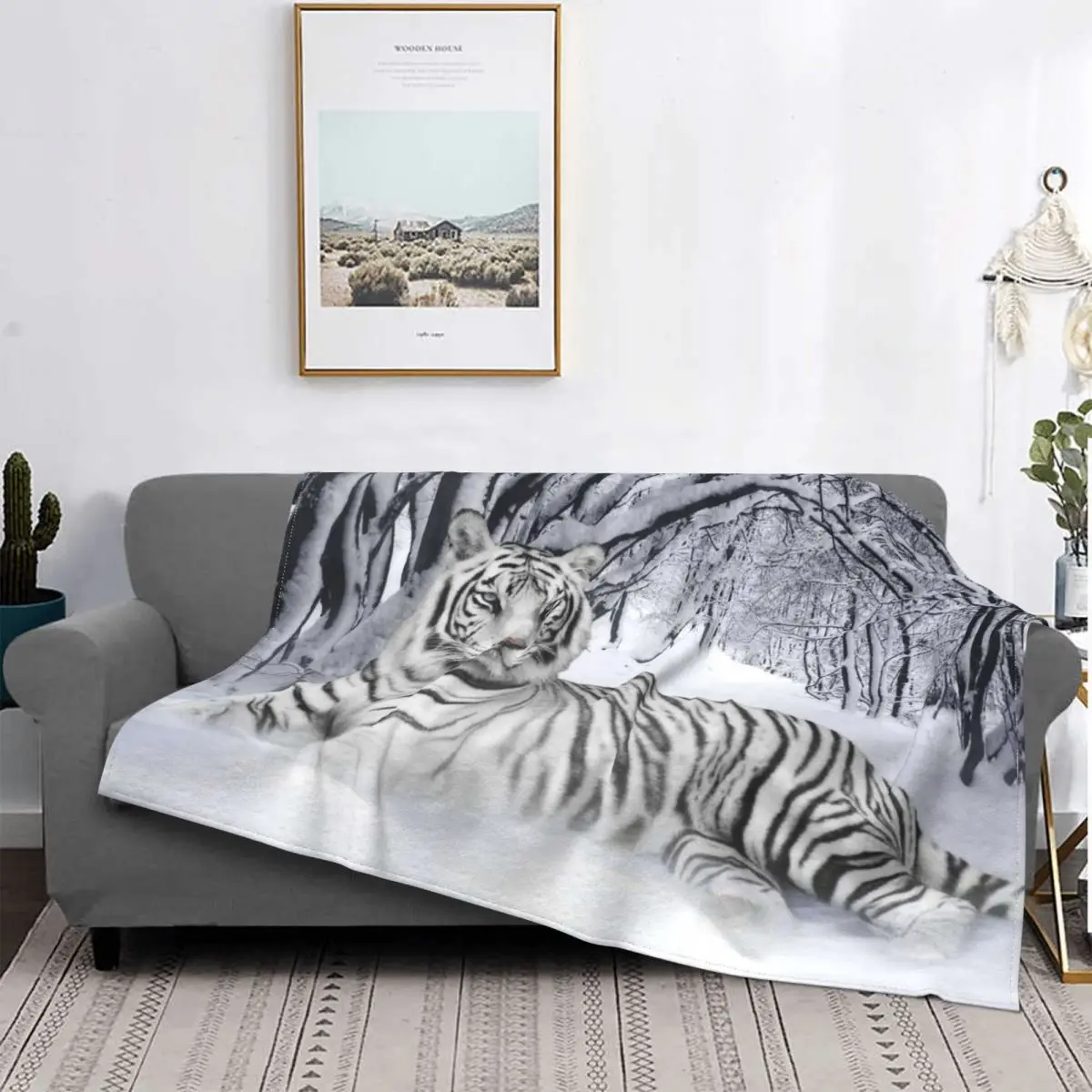 

Bengal White Tiger Blankets Fleece Summer Animal Lovers Portable Soft Throw Blankets for Sofa Car Bedspread 09