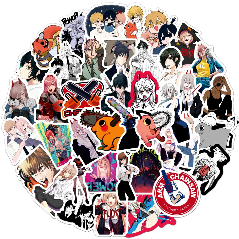

50PCS New CHAINSAW MAN Chainsaw Man Graffiti Stickers Luggage Refrigerator Mobile Phone Notebook Waterproof