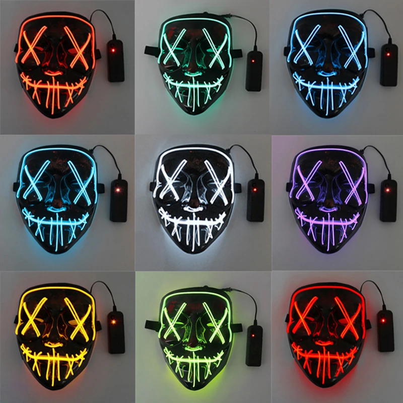 

Halloween LED Mask Purge Masks Choice Mascara Costume DJ Party Light To Mixed Color Masque Glow In Dark Halloween Cosplay Mask