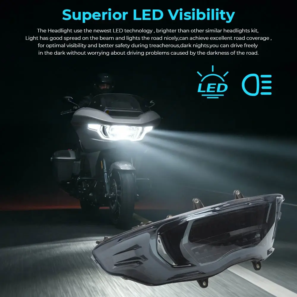 Фото Светодиодная передняя фара для мотоцикла (дальний/ближний свет) для Harley Touring Road Glide CVO ST FLTRXSTSE 2024-2026 №5