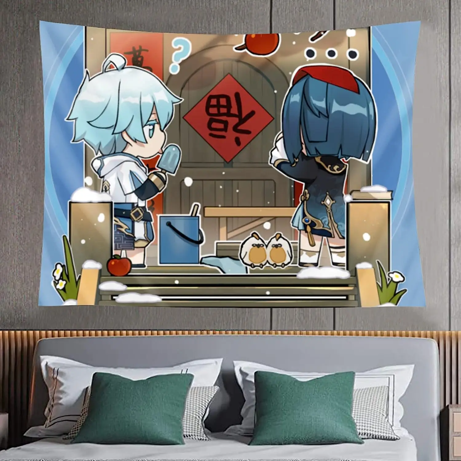 

Игровой гобелен Genshin Impact Xingqiu, 80x60 дюймов, настенный гобелен в стиле аниме анимационный комикс, дорогой путешественник, я желаю