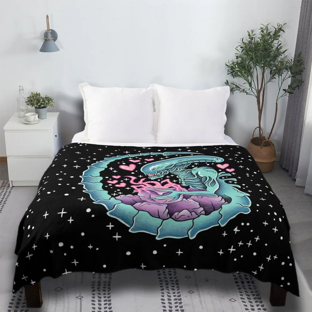 

Xenomorph Eggs Cute Camping Fur Luxury For Sofa Checkered Throw Blanket