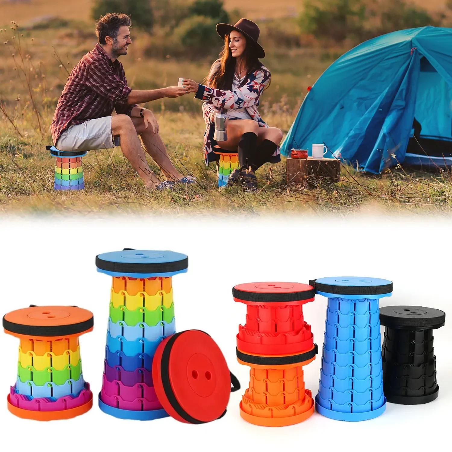 

2023NEW Outdoor Folding Stool Portable Chair Adjustable Retractable Stool Fishing Retractable Folding Stool Furniture