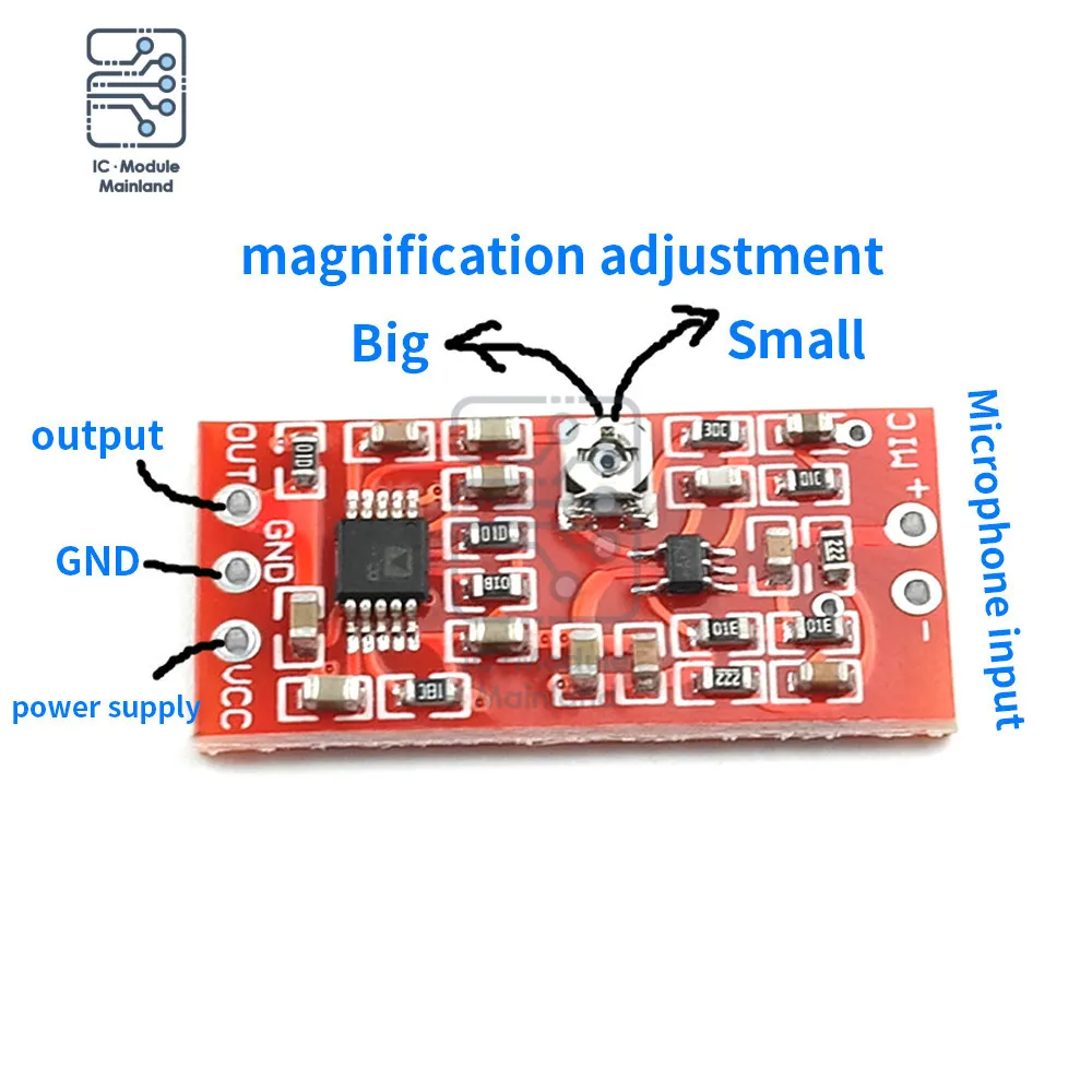 

MAX4466 Electret Microphone Preamplifier Module with SSM2167 Voice Compression Amp