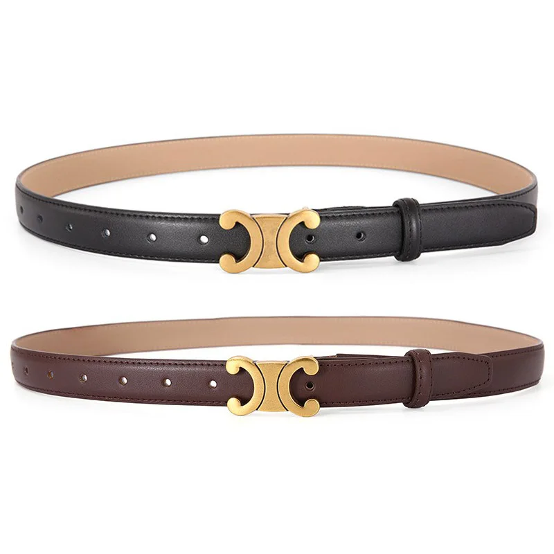 

Women Summer Trend Wild Fine Cowhide Belt Decorative Waist Belt for Dress Jeans C Letter Buckle Leather Belts Designer Belt