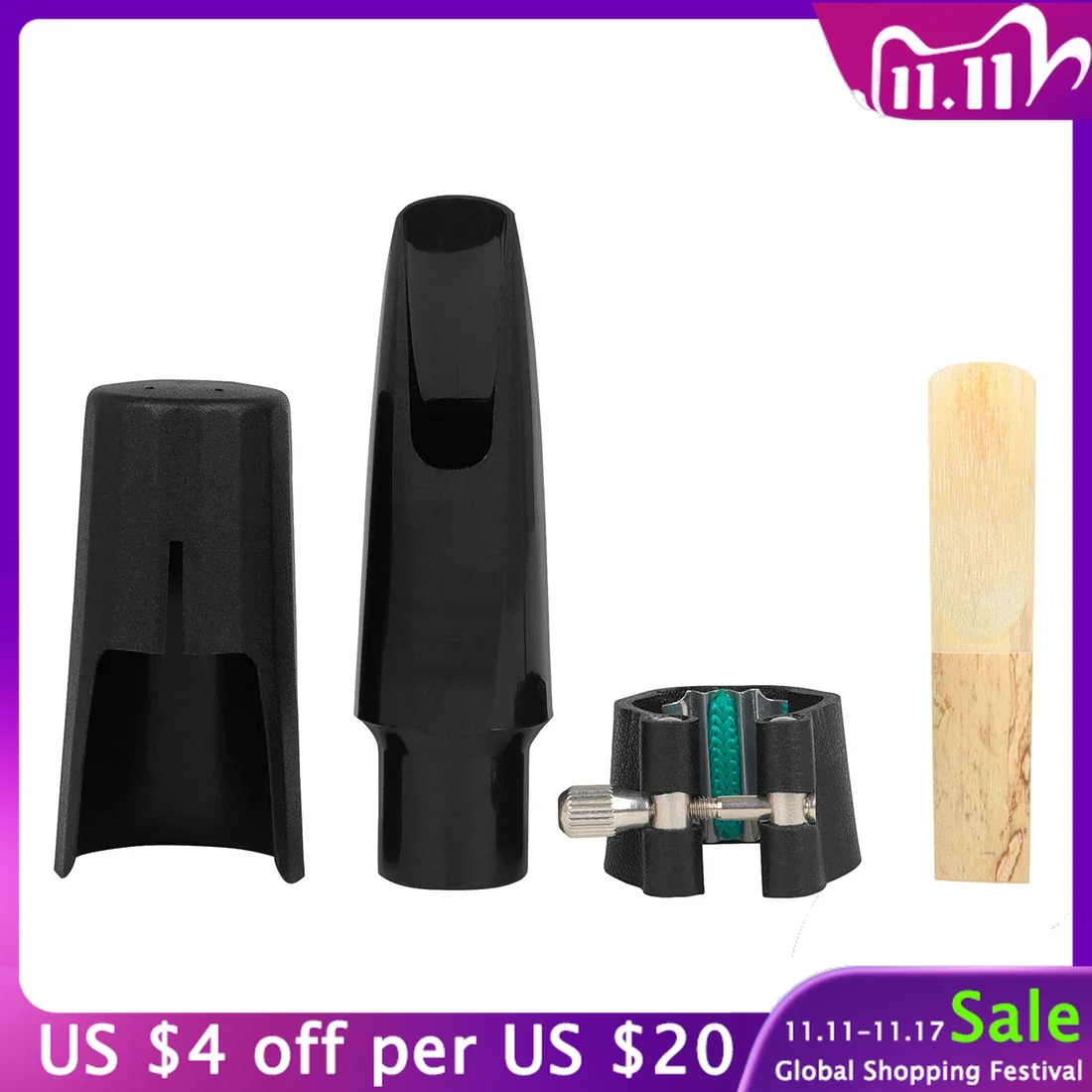 

New Tenor Saxophone Mouthpiece+Hat+Clip+Reed+Dental Pad Set Woodwind Instrument Accessories