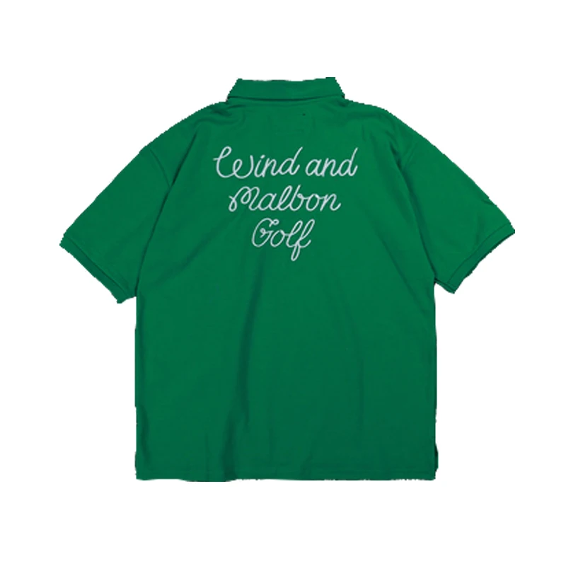 American Version of Golf SEA Lapel POLO Embroidered Monogram Loose Malbon Casual Short Sleeve T-shirt for Men and Women
